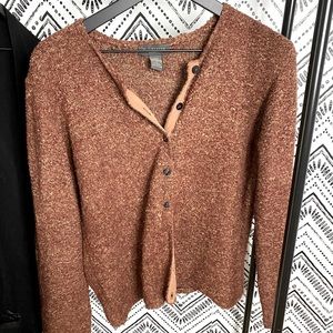 Van Huesen teddy cardigan dark rust color